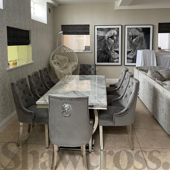 Ariana Marble 2.0M Dining Table With 6 Or 8 Knocker Dining Chairs