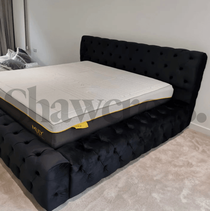 Low Ambassordor Luxury High Headboard Fabric Bed Frame With Or Without Storage