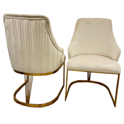 Chelmsford gold and cream velvet dining chairs