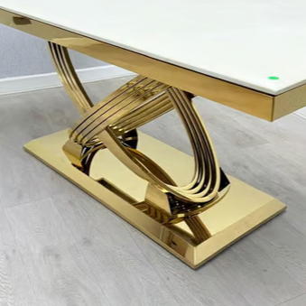 Elina Cream Marble Dining Table 1.8M in Gold