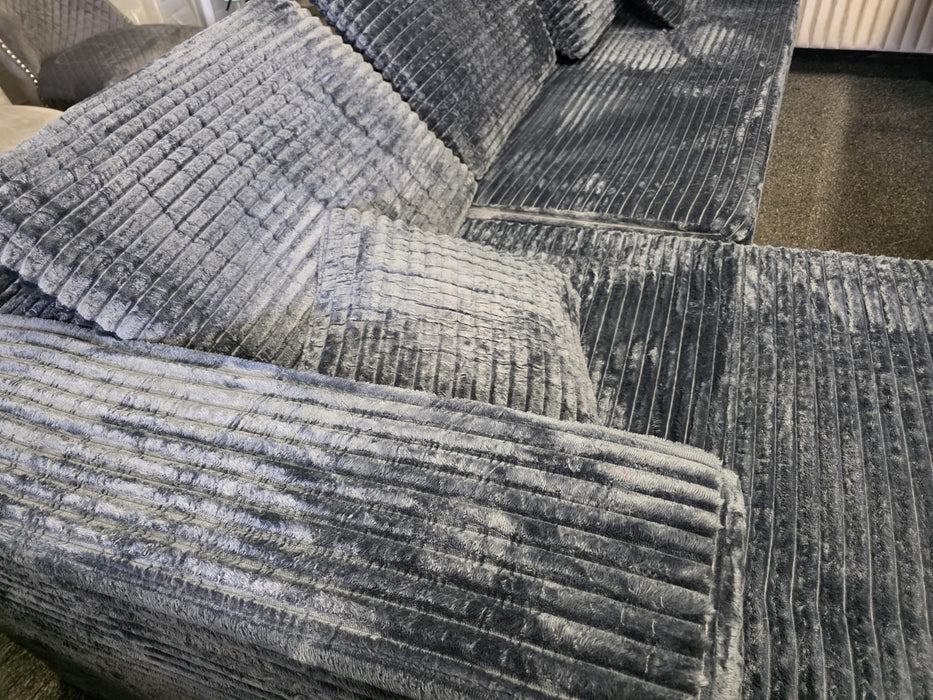 Frameless Left hand facing Plush Corded Corner Sofa with Chaise