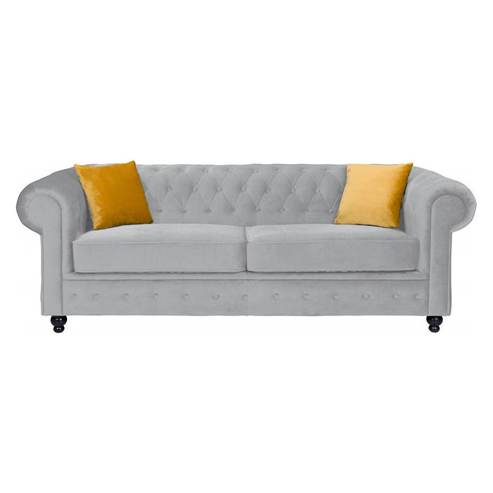Jersey chesterfield sofas in dark grey plush velvet