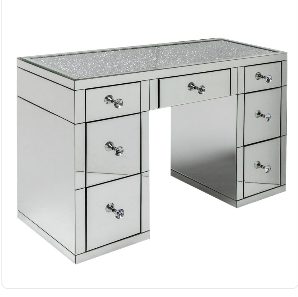 Crushed diamond mirrored dressing table