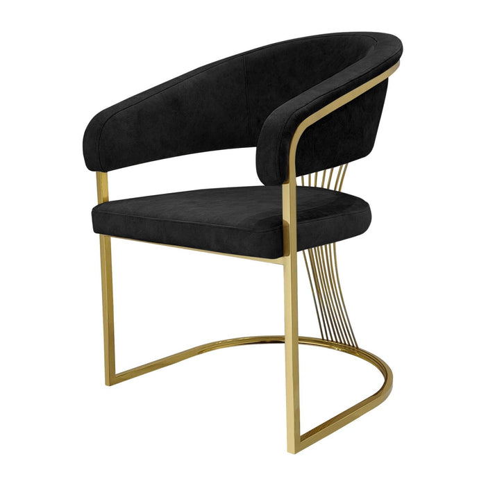 Prado black velvet gold metal frame chair
