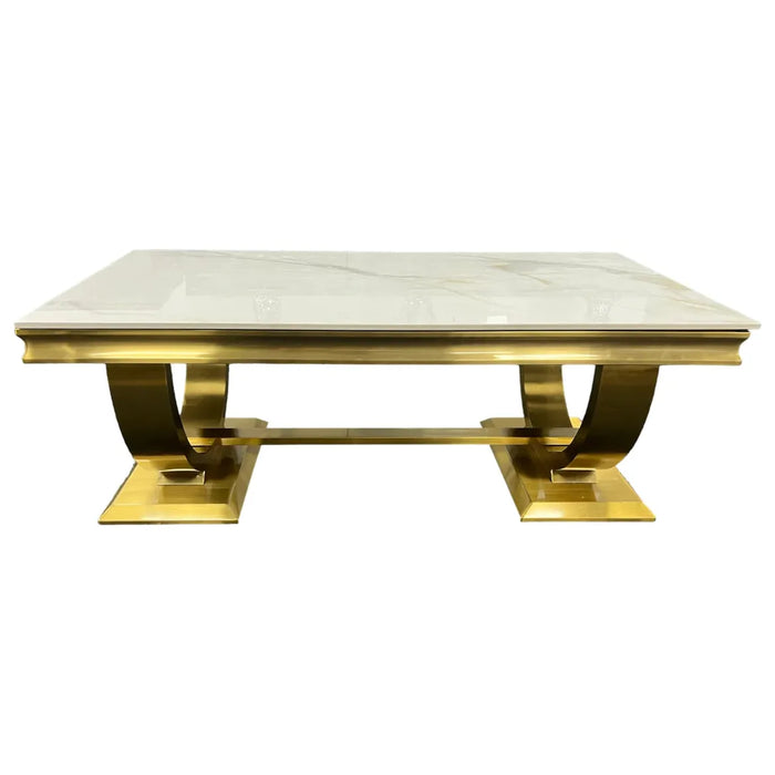 Ariana brushed steel gold marble coffee table