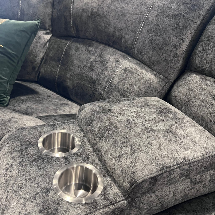 Infinity Modular Fabric Electric Recliner Corner Sofa in Grey fabric