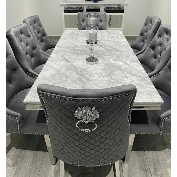 Denver Marble 1.8m Dining Table With Bentley Knocker Chairs