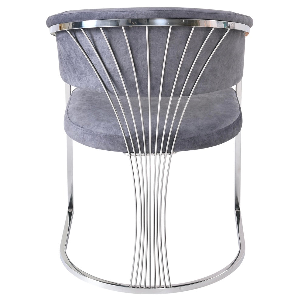 Parado grey velvet silver metal frame chair