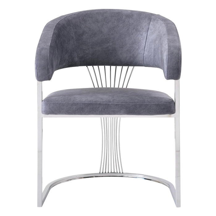Parado grey velvet silver metal frame chair
