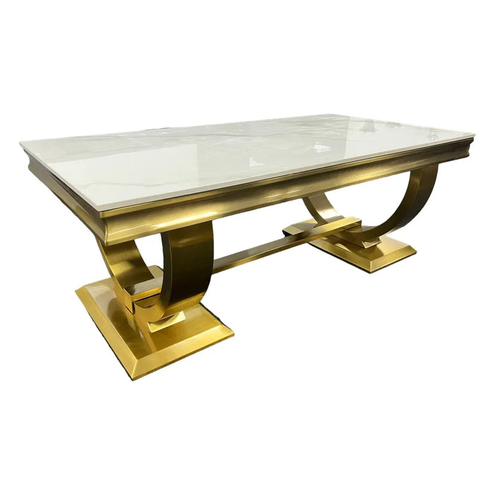 Ariana brushed steel gold marble coffee table