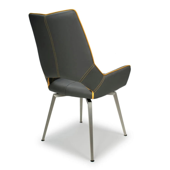 2 x Shankar Mako Swivel Leather Effect Graphite Grey Dining Chairs