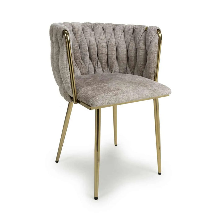 Shankar 2 X Ontario Chenille Effect Mink Dining Chairs