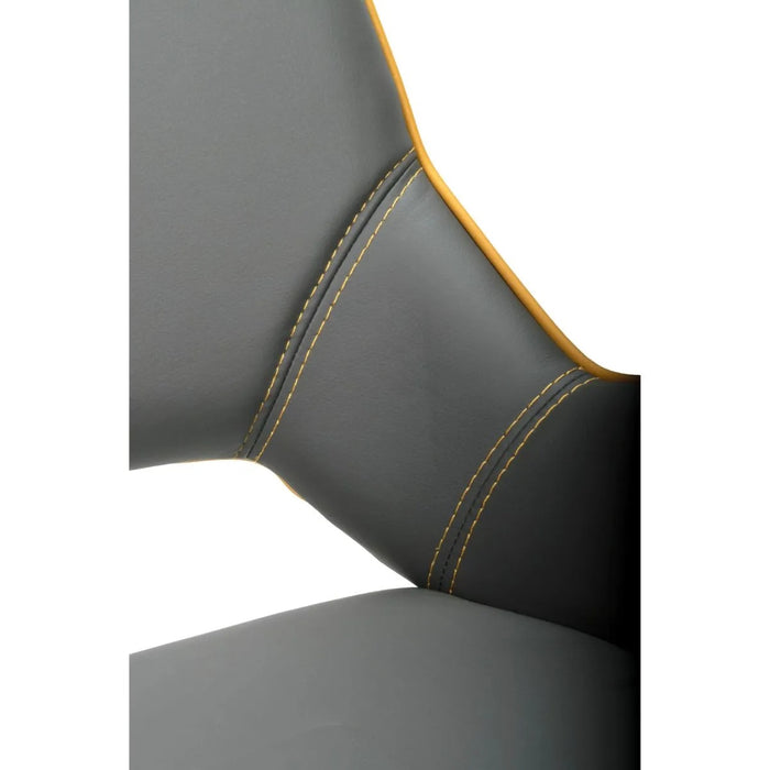 2 x Shankar Mako Swivel Leather Effect Graphite Grey Dining Chairs