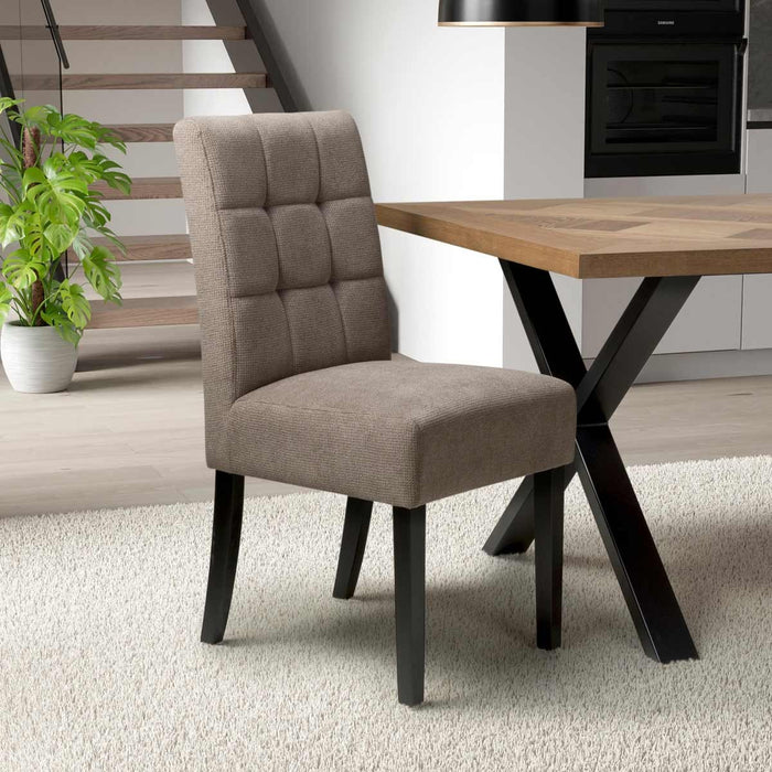 Shankar 2 X Moseley Flax Effect Light Brown Dining Chairs In Black Legs