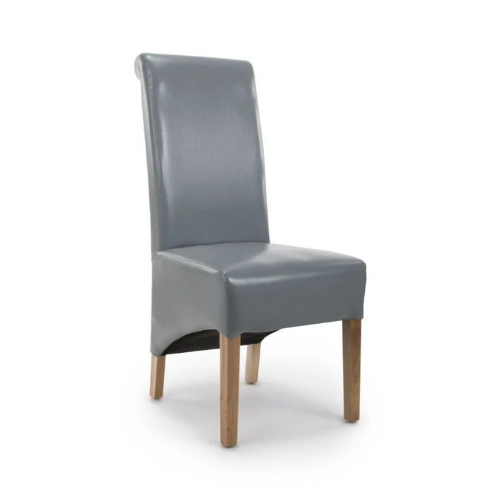 2 x Shankar Krista Roll Back Bonded Leather Ivory Dining Chairs