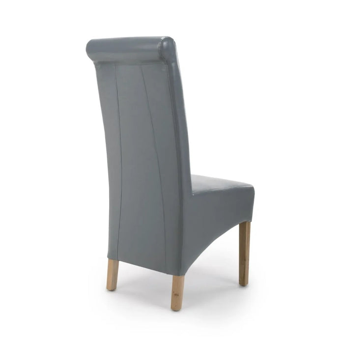 2 x Shankar Krista Roll Back Bonded Leather Grey Dining Chairs