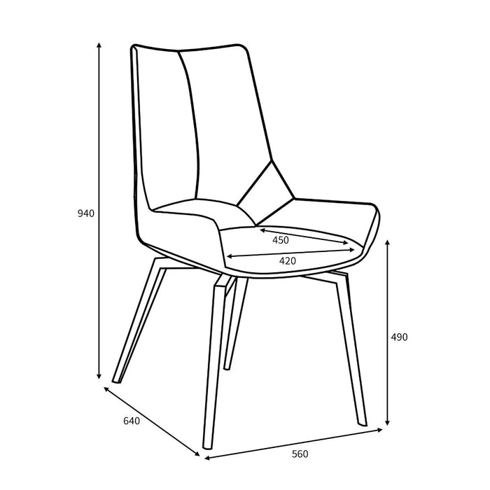 2 x Shankar Mako Swivel Leather Effect Graphite Grey Dining Chairs