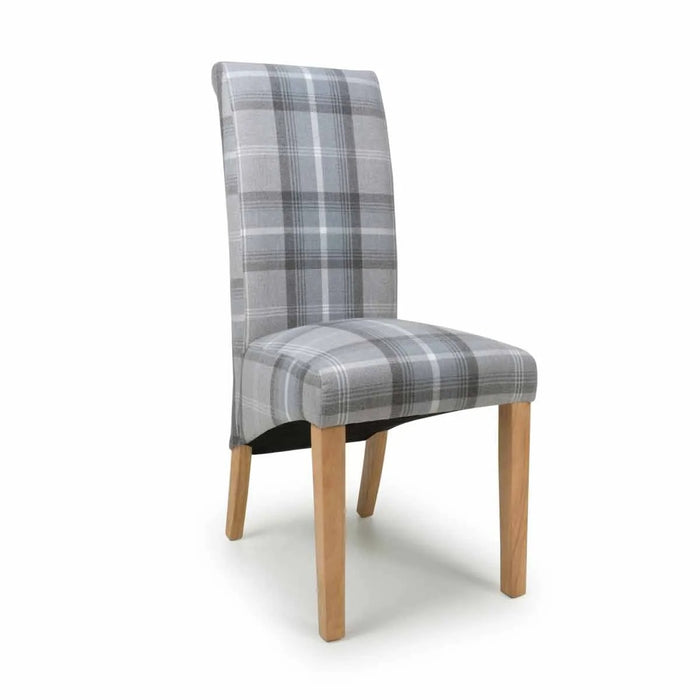Shankar 2 x Karta Scroll Back Check Grey Dining Chairs