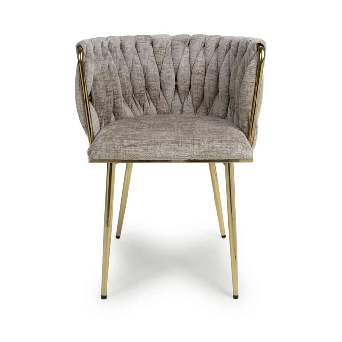 Shankar 2 X Ontario Chenille Effect Mink Dining Chairs