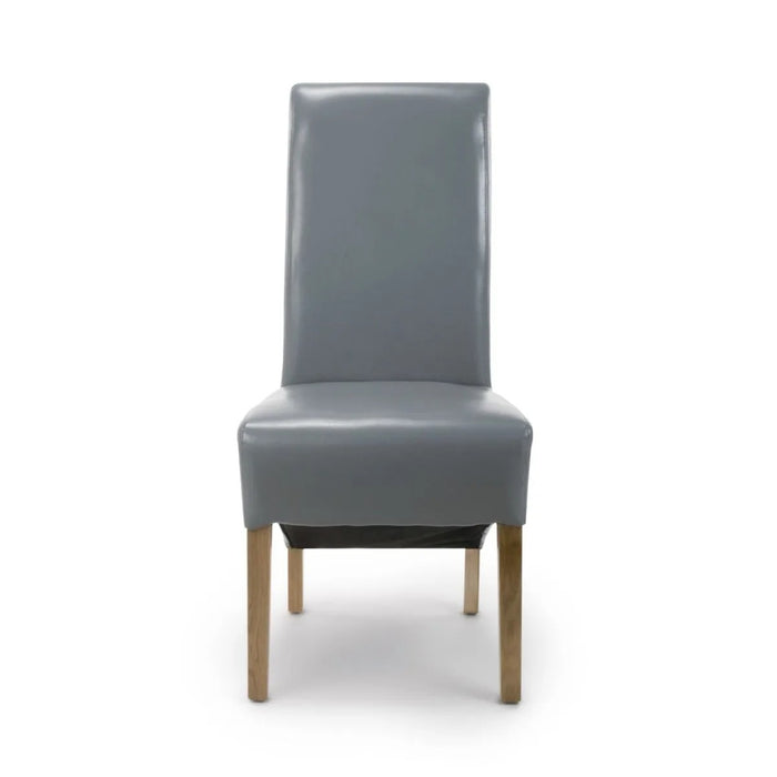 2 x Shankar Krista Roll Back Bonded Leather Grey Dining Chairs