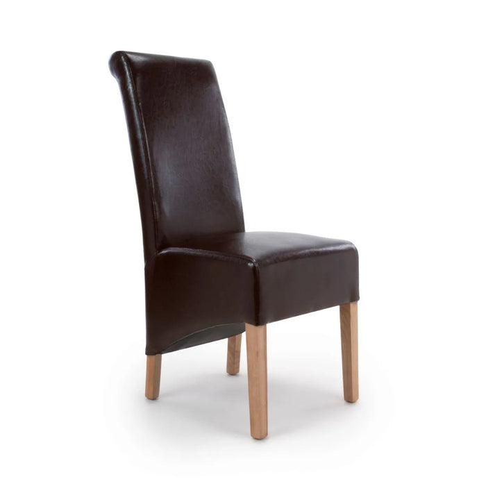 2 x Shankar Krista Roll Back Bonded Leather Ivory Dining Chairs
