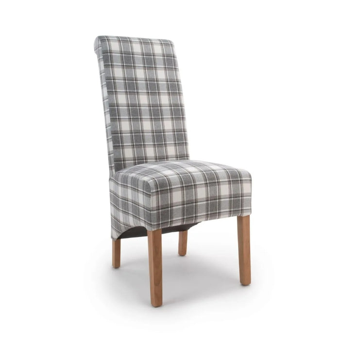2 x Shankar Krista Roll Back Herringbone Check Cappuccino Dining Chairs