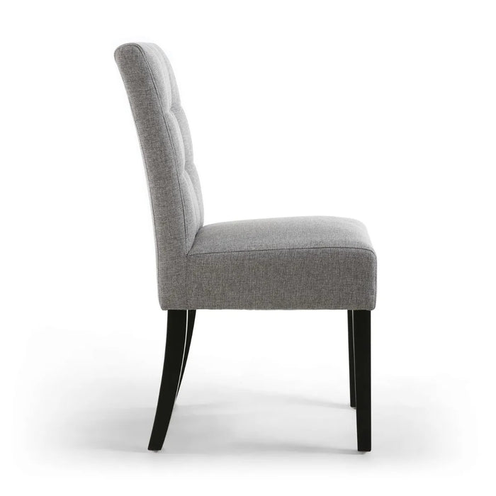2 x Shankar Moseley Stitched Waffle Linen Effect Silver Grey Dining Chairs With Black Legs