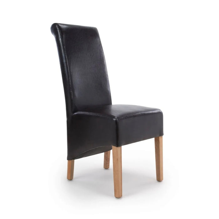 2 x Shankar Krista Roll Back Bonded Leather Ivory Dining Chairs