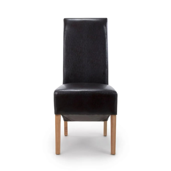 2 x Shankar Krista Roll Back Bonded Leather Black Dining Chairs