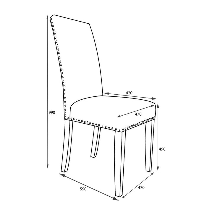 2 x Shankar Randall Stud Detail Linen Effect Silver Dining Chairs With Natural Legs