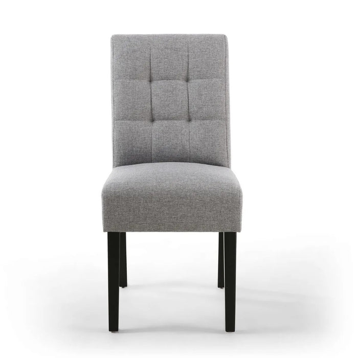 2 x Shankar Moseley Stitched Waffle Linen Effect Silver Grey Dining Chairs With Black Legs