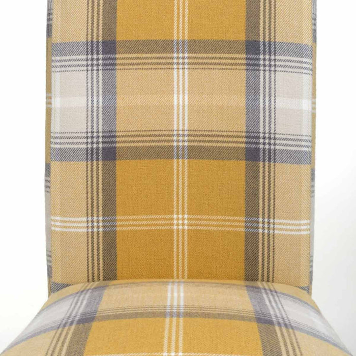 Shankar 2 x Karta Scroll Back Check Yellow Dining Chairs