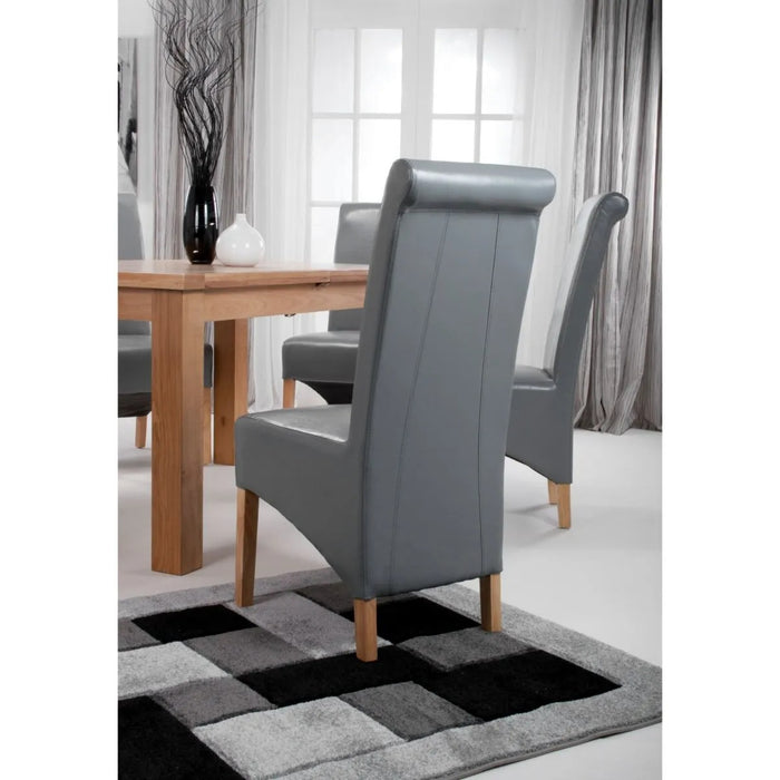 2 x Shankar Krista Roll Back Bonded Leather Grey Dining Chairs