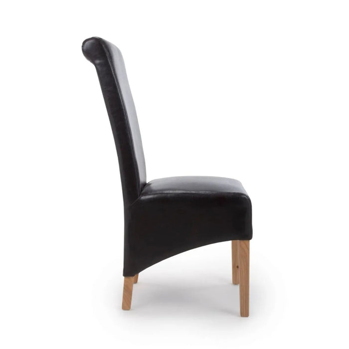 2 x Shankar Krista Roll Back Bonded Leather Black Dining Chairs