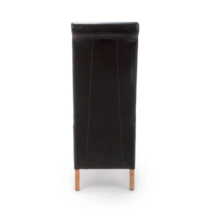 2 x Shankar Krista Roll Back Bonded Leather Black Dining Chairs