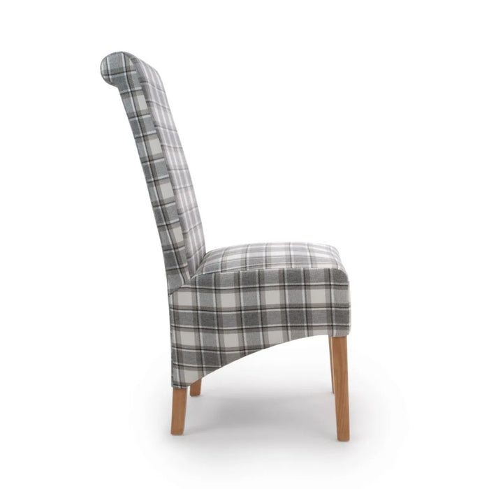 2 x Shankar Krista Roll Back Herringbone Check Cappuccino Dining Chairs