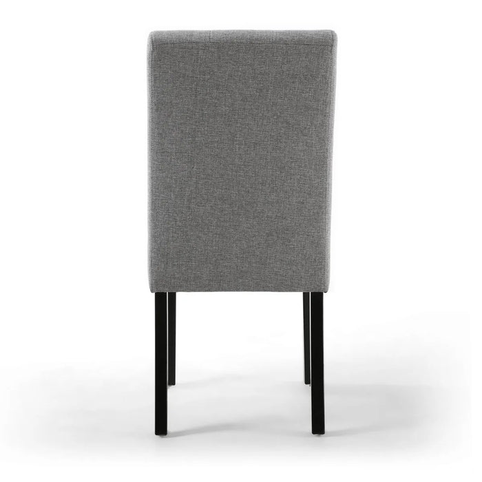 2 x Shankar Moseley Stitched Waffle Linen Effect Silver Grey Dining Chairs With Black Legs
