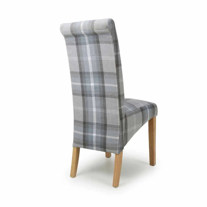 Shankar 2 x Karta Scroll Back Check Grey Dining Chairs