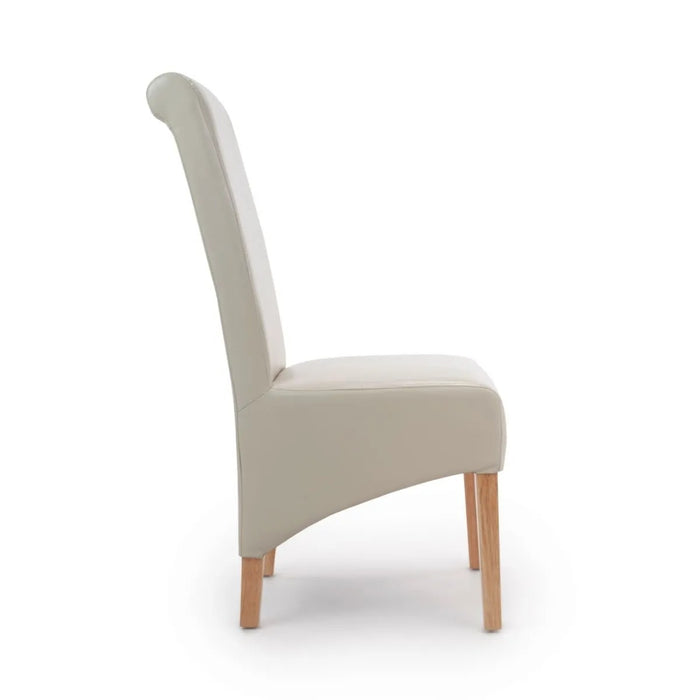 2 x Shankar Krista Roll Back Bonded Leather Ivory Dining Chairs