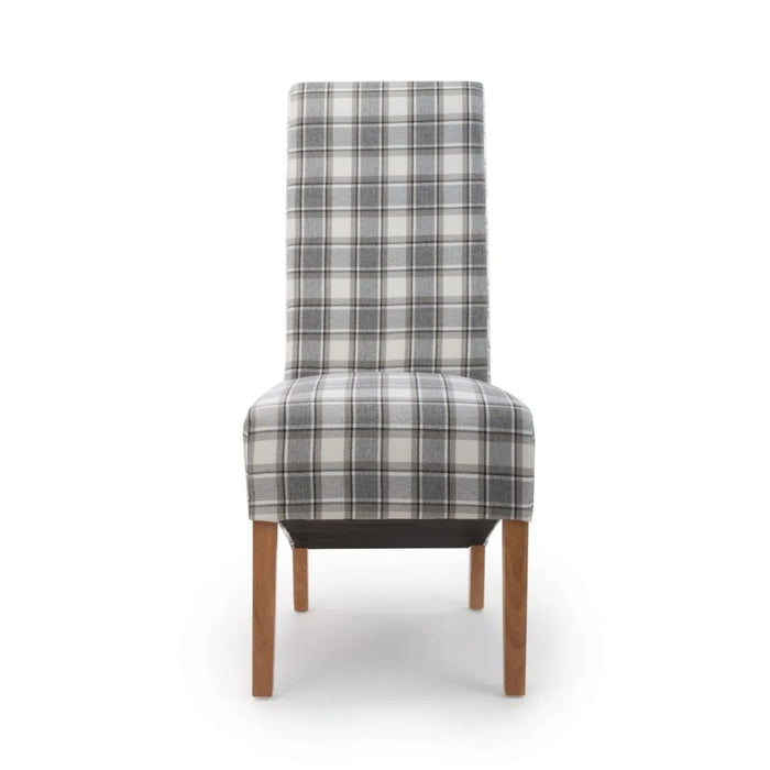 2 x Shankar Krista Roll Back Herringbone Check Cappuccino Dining Chairs