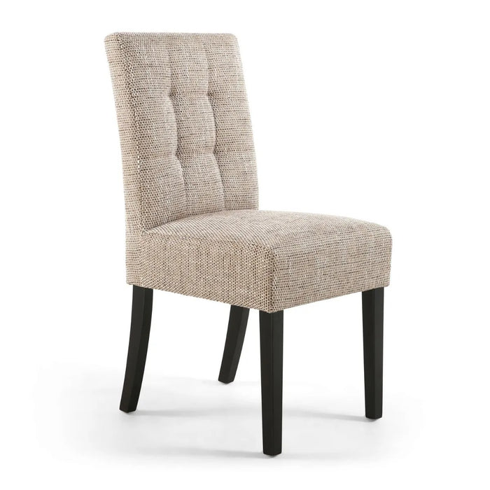 2 x Shankar Moseley Stitched Waffle Linen Effect Silver Grey Dining Chairs With Natural Legs