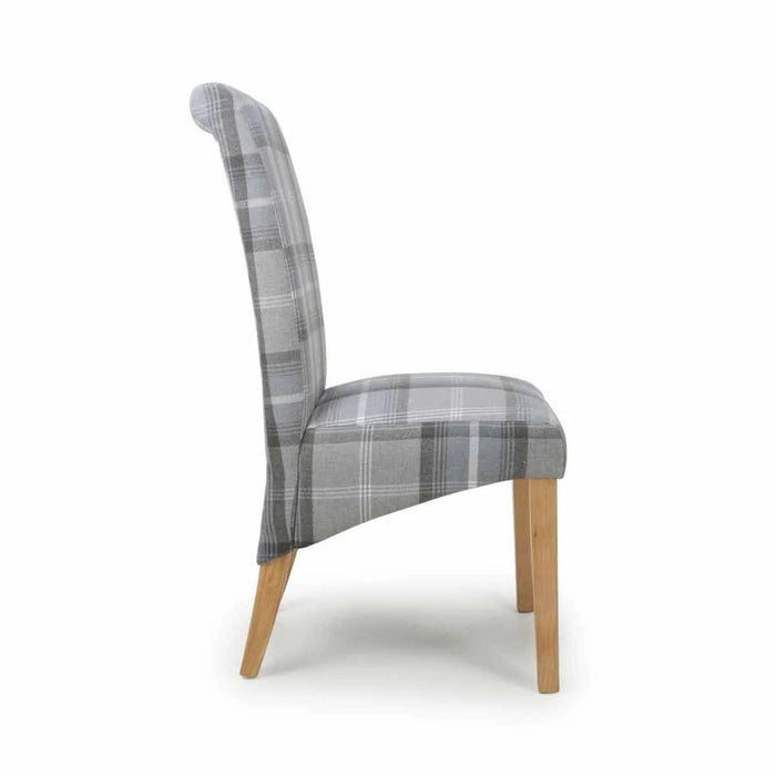 Shankar 2 x Karta Scroll Back Check Grey Dining Chairs