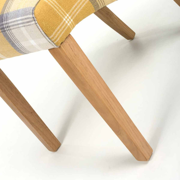 Shankar 2 x Karta Scroll Back Check Yellow Dining Chairs
