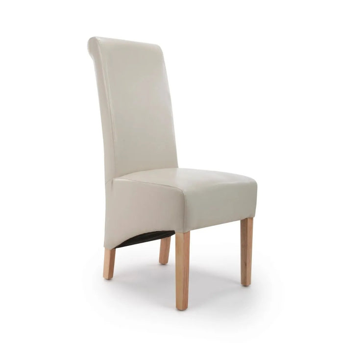 2 x Shankar Krista Roll Back Bonded Leather Ivory Dining Chairs