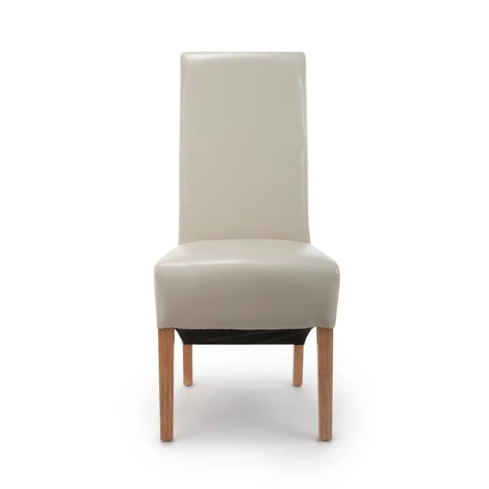 2 x Shankar Krista Roll Back Bonded Leather Ivory Dining Chairs
