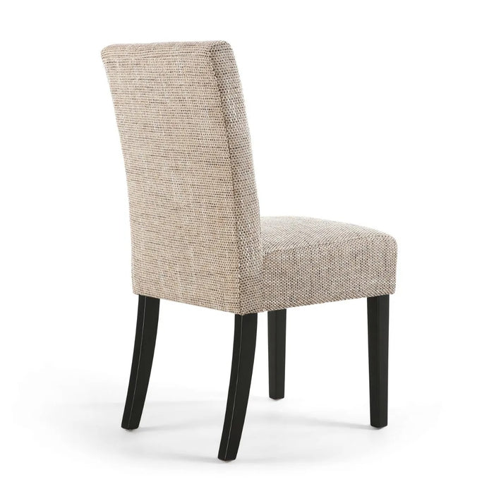 2 x Shankar Moseley Stitched Waffle Linen Effect Silver Grey Dining Chairs With Natural Legs