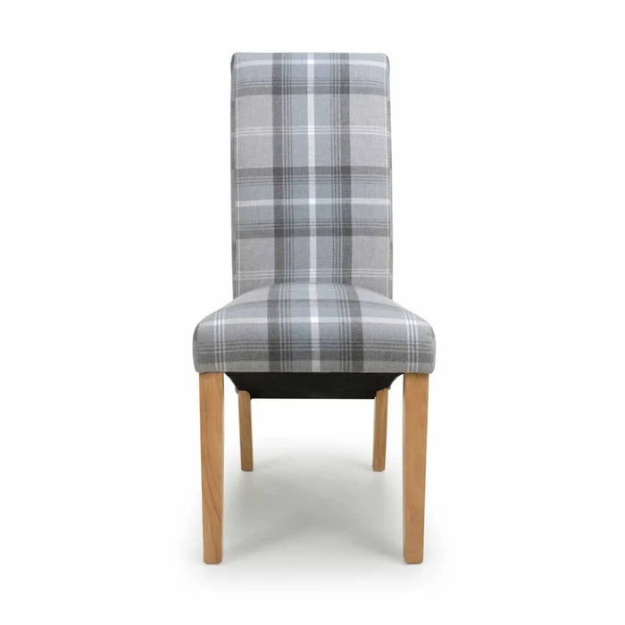 Shankar 2 x Karta Scroll Back Check Grey Dining Chairs
