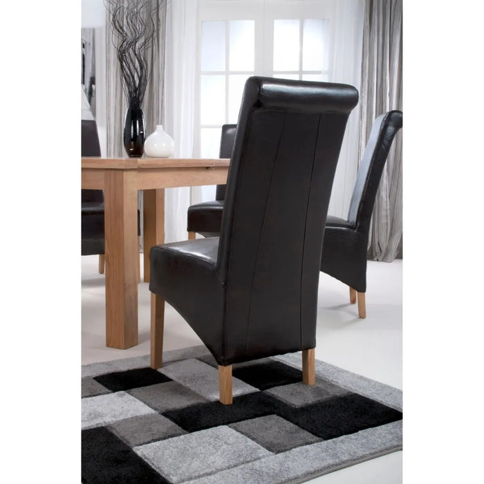 2 x Shankar Krista Roll Back Bonded Leather Ivory Dining Chairs