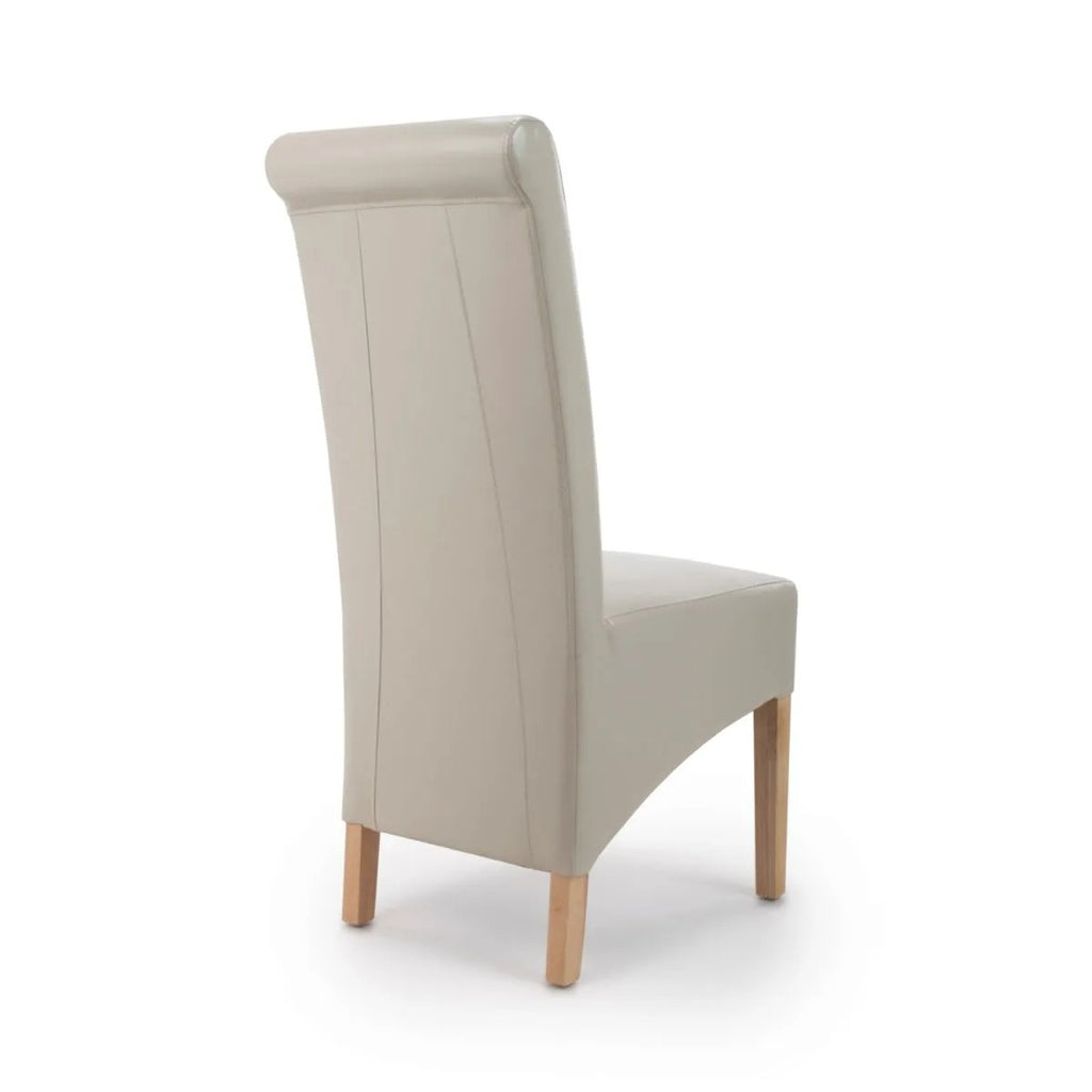 2 x Shankar Krista Roll Back Bonded Leather Ivory Dining Chairs