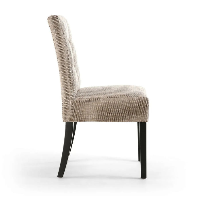 2 x Shankar Moseley Stitched Waffle Linen Effect Silver Grey Dining Chairs With Natural Legs